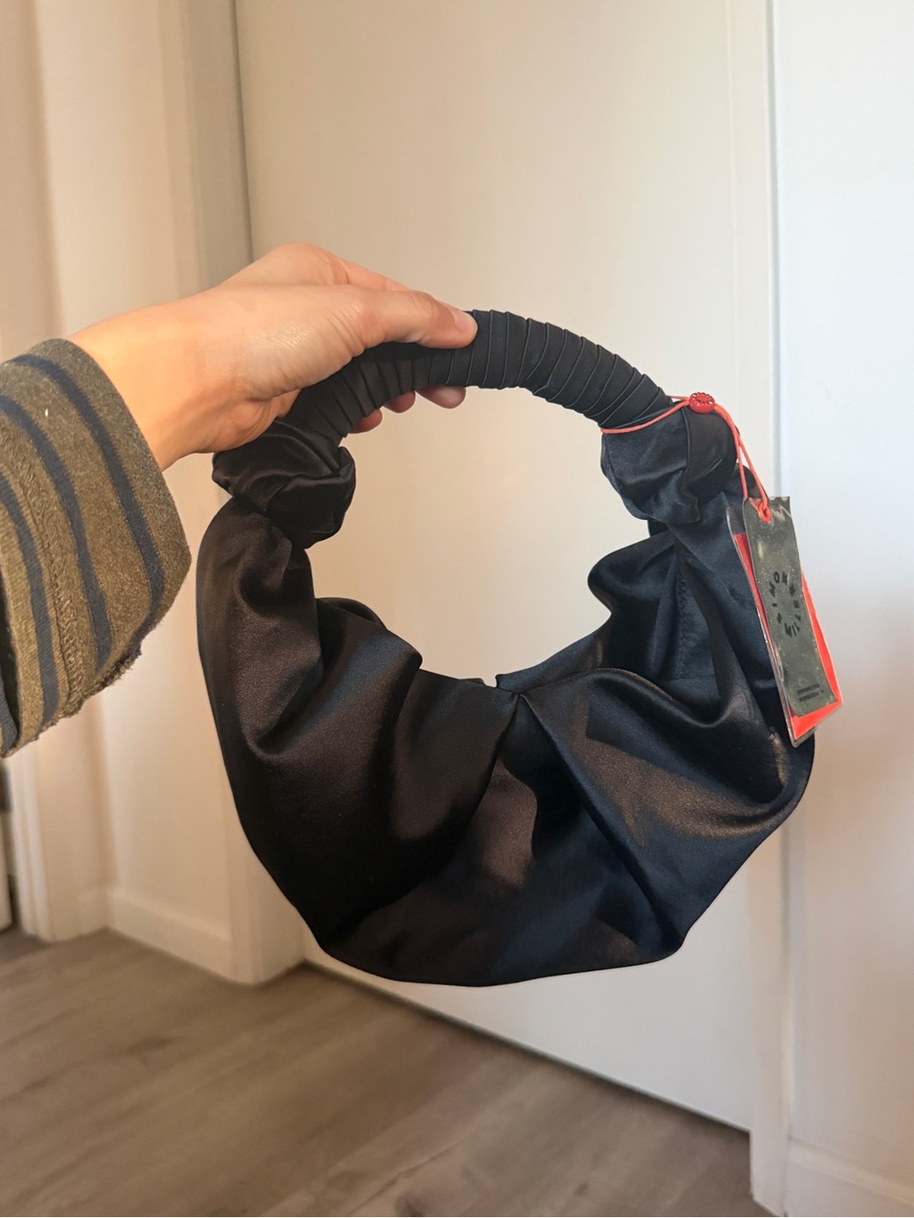 SIMONMILLER BLACK SATIN LOPSY BAG